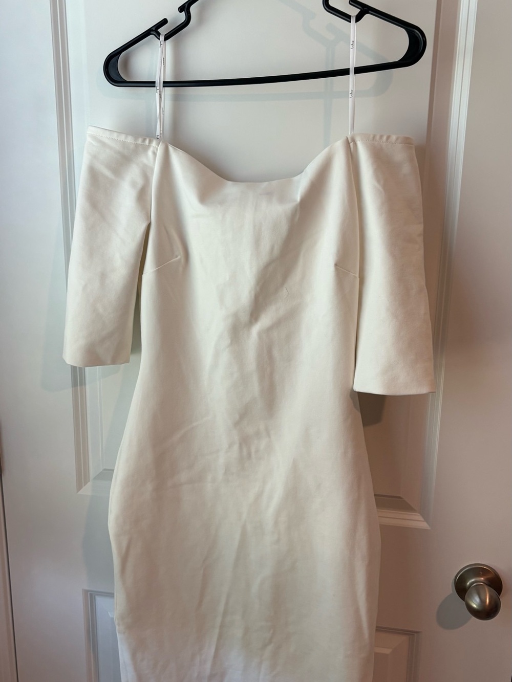 Lulu’s Off-Shoulder White Sheath Dress